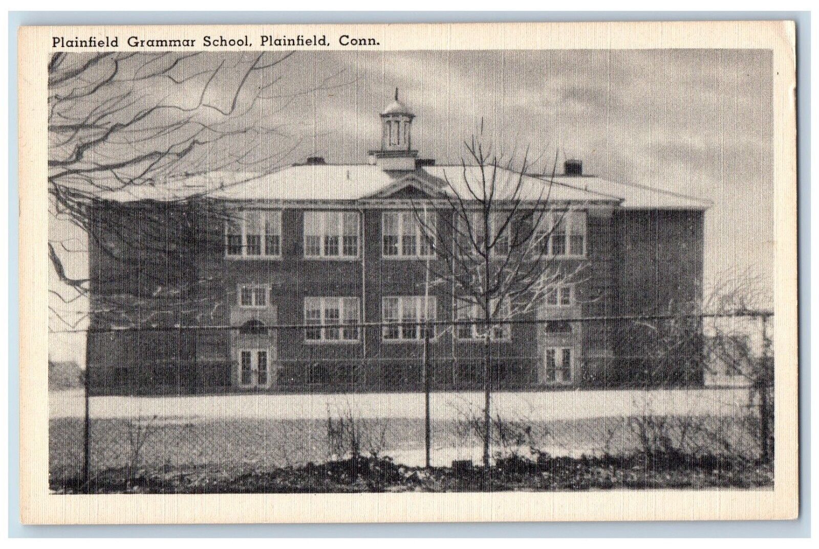 Plainfield Connecticut Postcard Plainfield Grammar School c1940 Vintage Antique