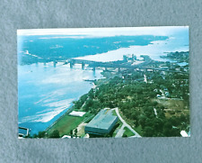 Postcard Groton Connecticut Air View Thames River Bridge Coast Guard Academy VTG picture