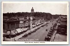Goshen Indiana~Main Street Birdseye View~Drugstore~Cars Parked~1920s B&W Pc picture