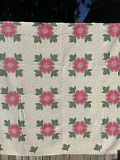Vintage Quilt Rose Of Sharon Summer Weight 90” X 152” picture