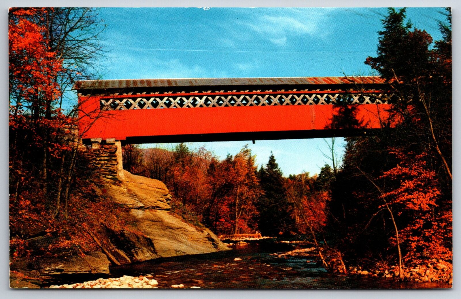 East Arlington Vermont~Old Chiselville Covered Bridge~1960s Postcard