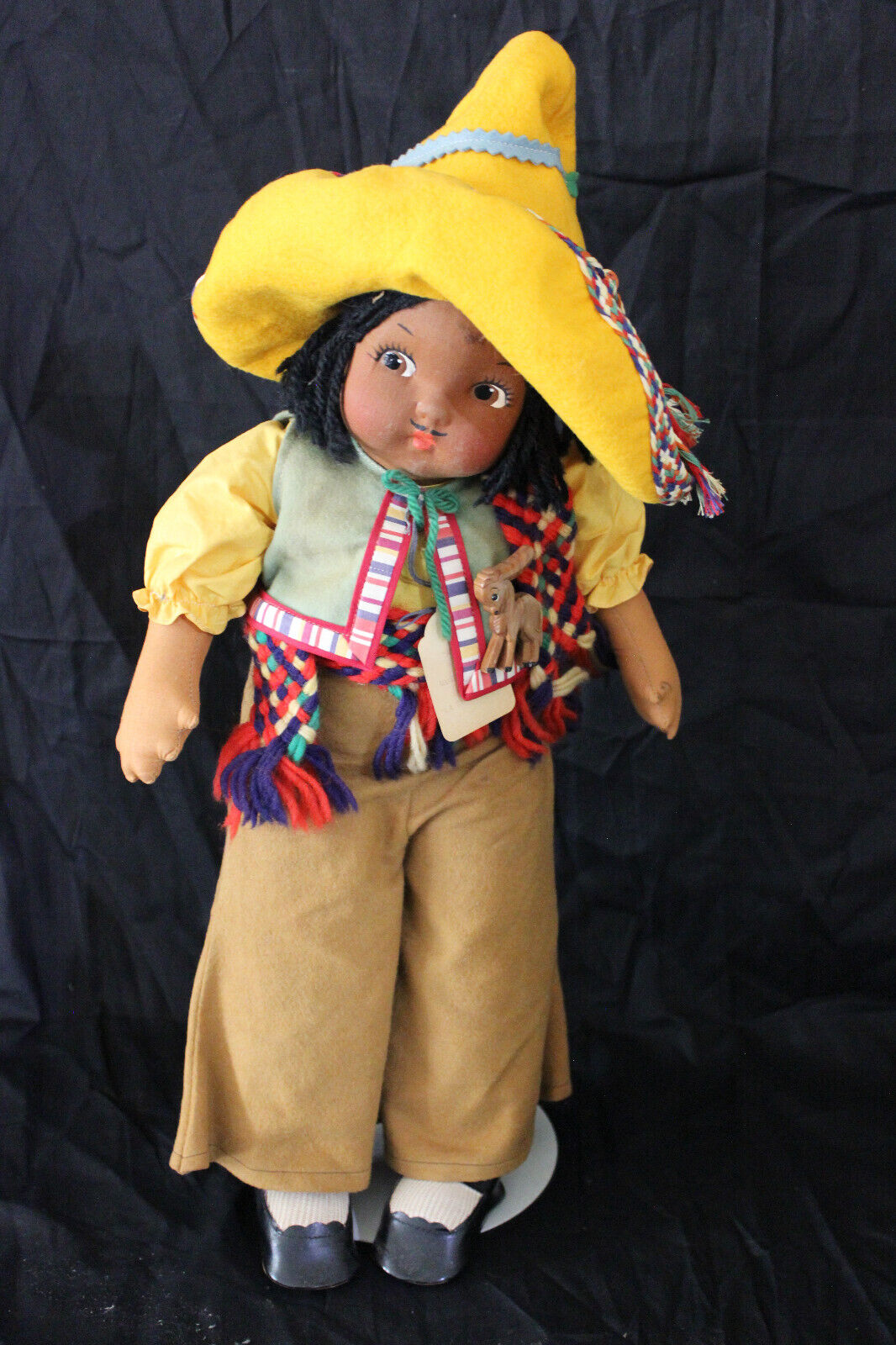 Vtg 40's Georgene Novelty Cloth Doll Mexican, Mexico, W/ Music box, La Cucaracha