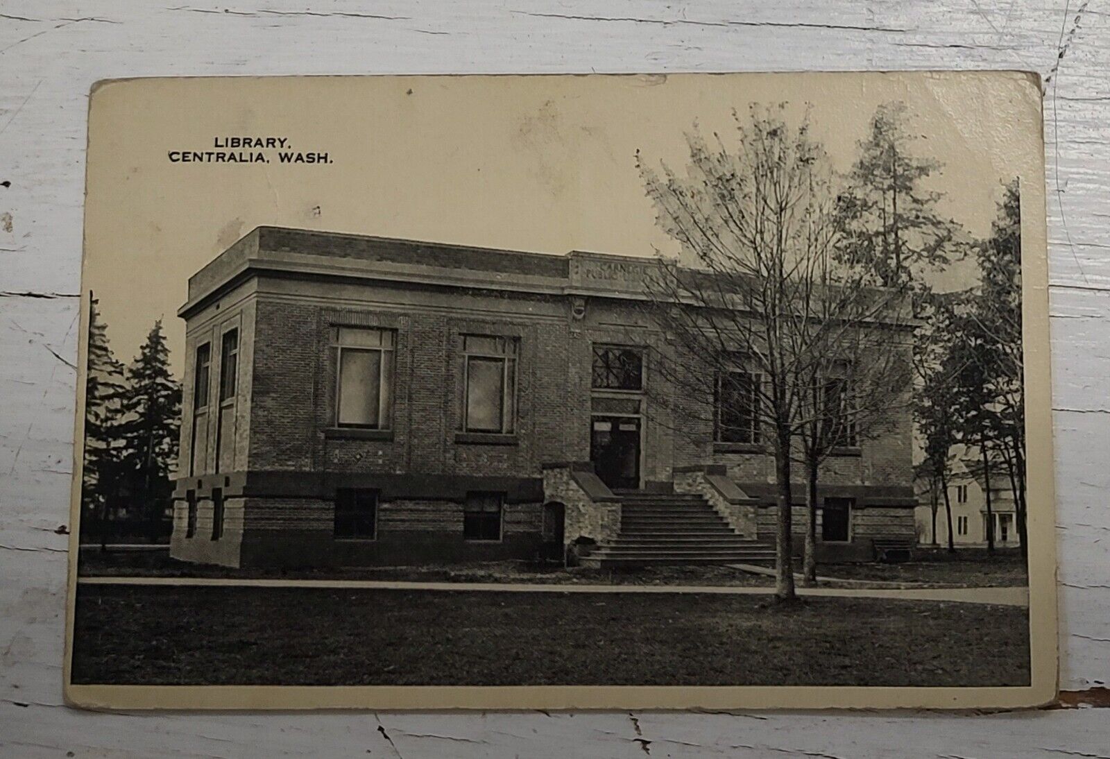 Antique RPPC Postcard Library Centralia, Washington 1922