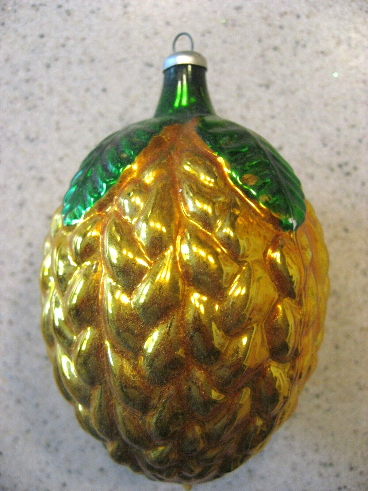 Vintage Mercury Glass Golden Fruit Christmas Ornament - West Germany 3.5\