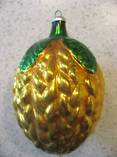 Vintage Mercury Glass Golden Fruit Christmas Ornament - West Germany 3.5