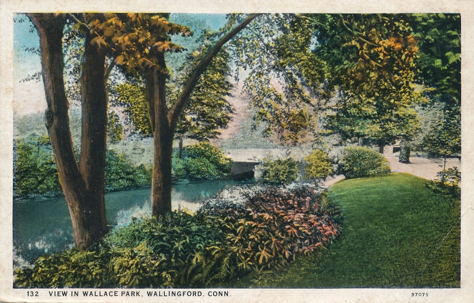 View in Wallace Park at Wallingford, CT Connecticut-antique unposted postcard
