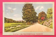 Greetings from Proctorsville Road View Posted Linen Vermont VT Postcard B1 picture