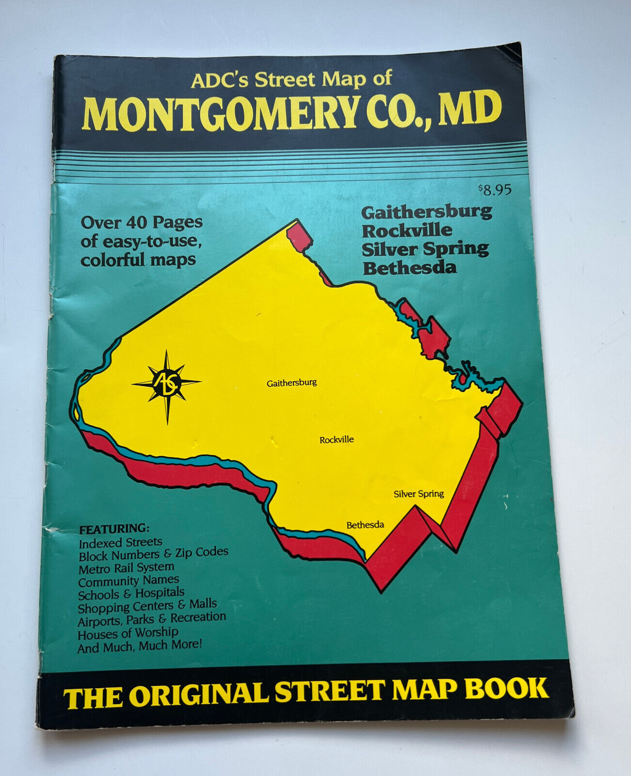 Montgomery Co County MD Street Map Atlas Book Maryland ADC 1989 Vintage