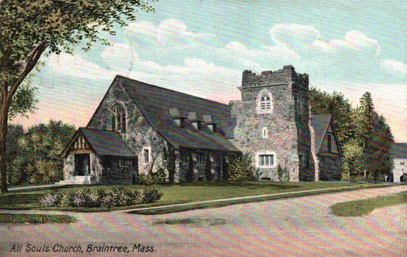 Postcard MA Braintree Massachusetts All Souls Church Posted Vintage PC G1850