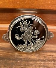 Vintage St. Christopher Medal. Etched Glass Set In Sterling Silver.  Germany picture