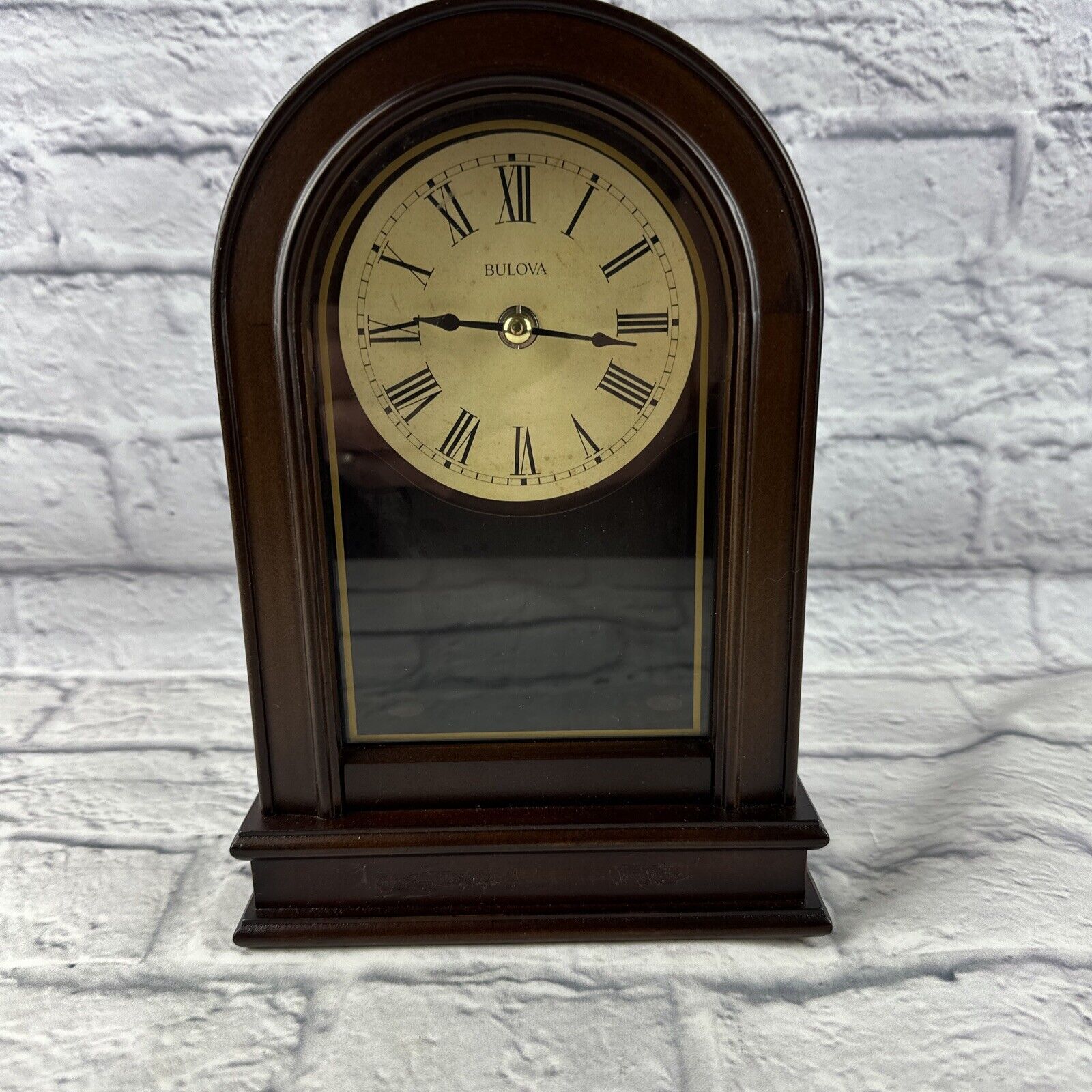 Bulova B7467 Hardwick Clock, Walnut Brown. Used. Tested And Works.