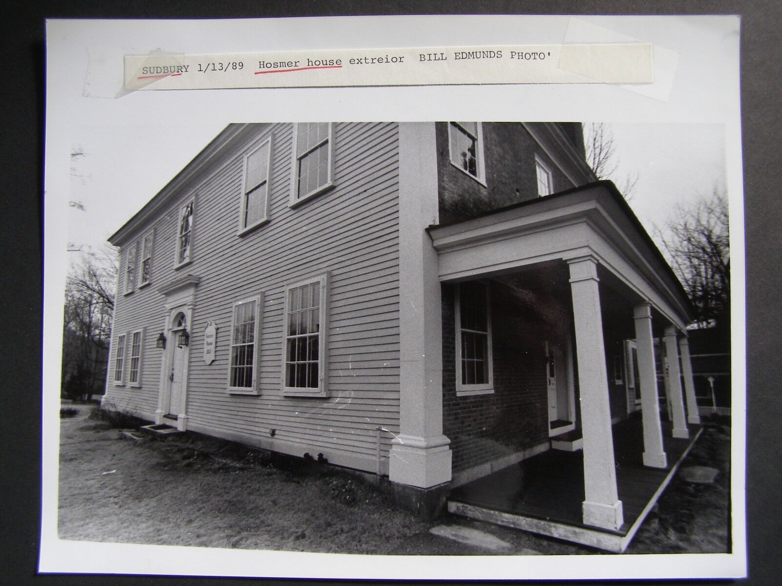 Vintage Sudbury MA Glossy Photo 1/13/89 Hosmer House Exterior