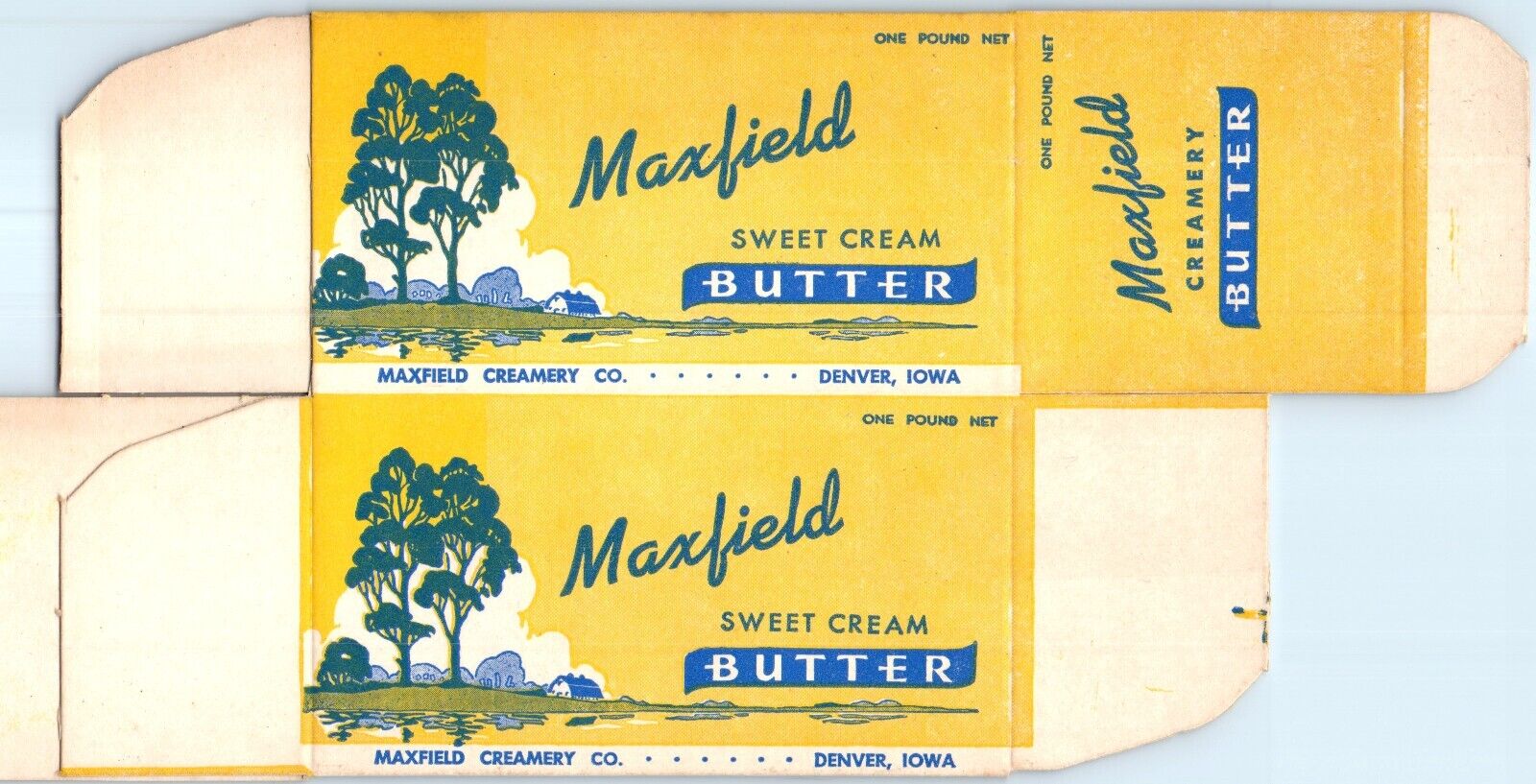 Denver IA Maxfield Creamery Sweet Cream Butter Unused Box Gaylord Dairy Vtg 5N