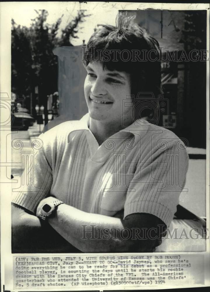 1974 Press Photo David Jaynes, quarterback, Kansas City Chief's - noo31971