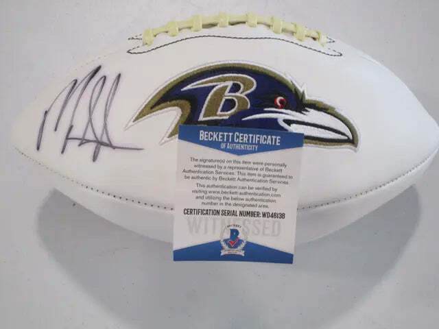 Mark Ingram of the Baltimore Ravens signed autographed logo football Beckett COA