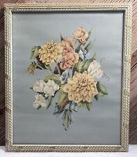 VTG Nautical Framing Averill Floral Picture Soft Blue Coral Yellow Green 11”x13” picture