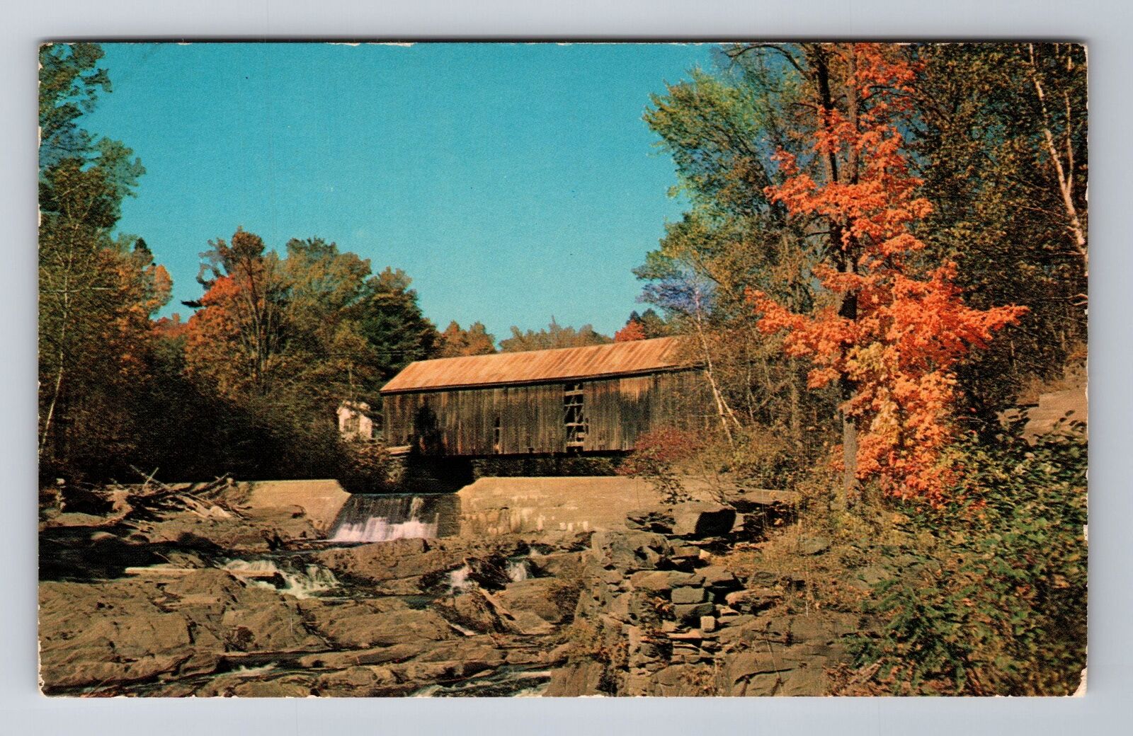 Thetford Center VT-Vermont, Covered Bridge, Antique Vintage Souvenir Postcard