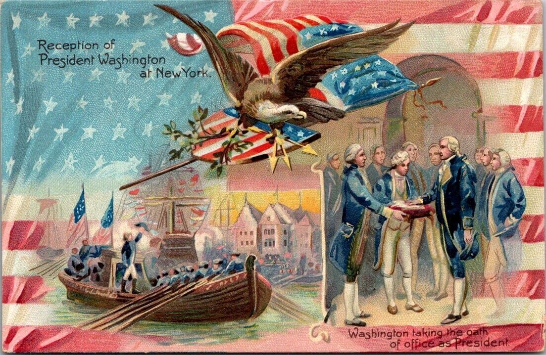 Reception of President Washington at New York Tuck Antique Postcard Vintage