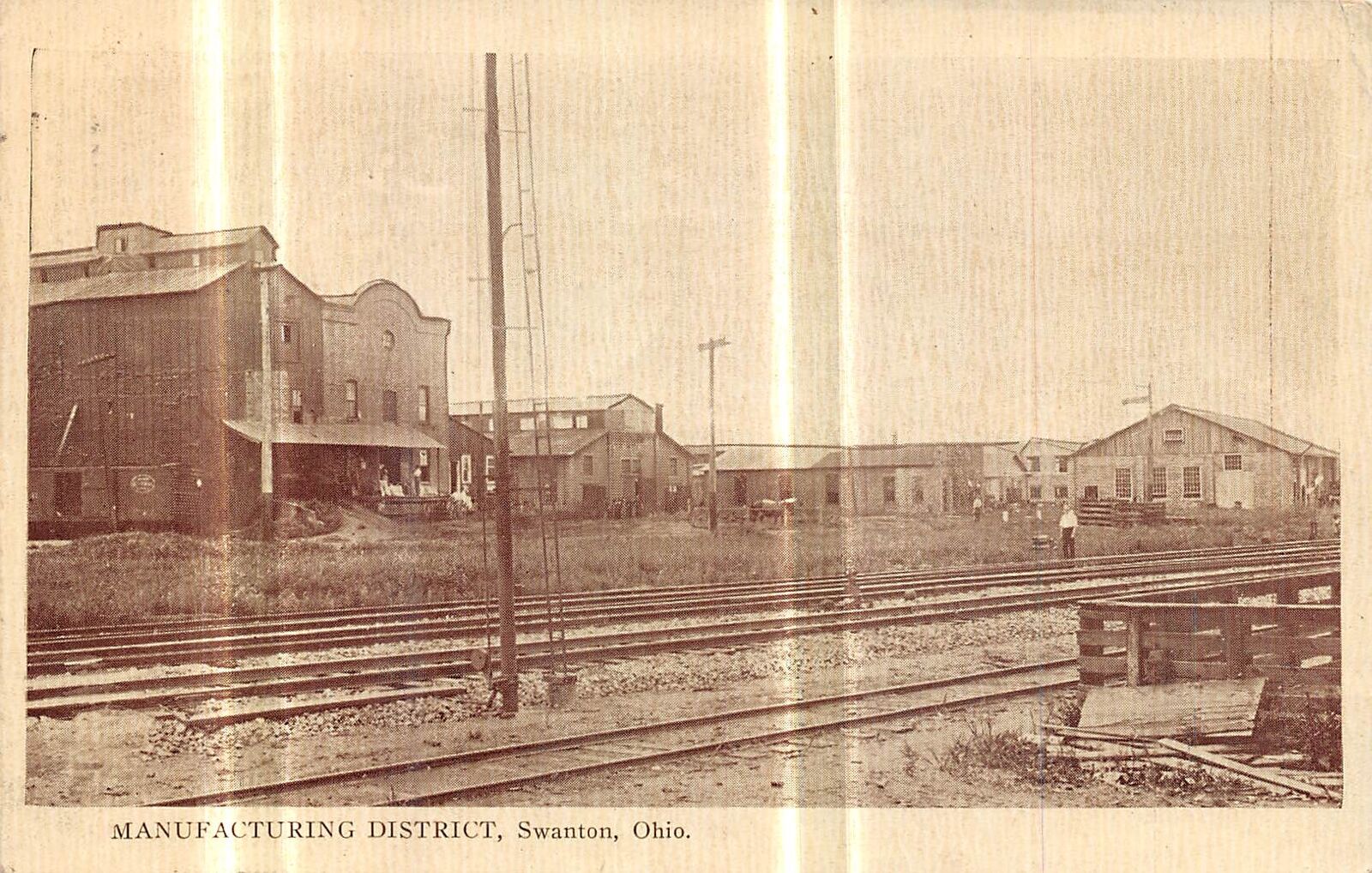 SWANTON Ohio postcard Fulton County Manufacturing factory district area 1923