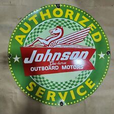 JOHNSON OUTBOARD PORCELAIN ENAMEL SIGN 30 INCHES ROUND picture