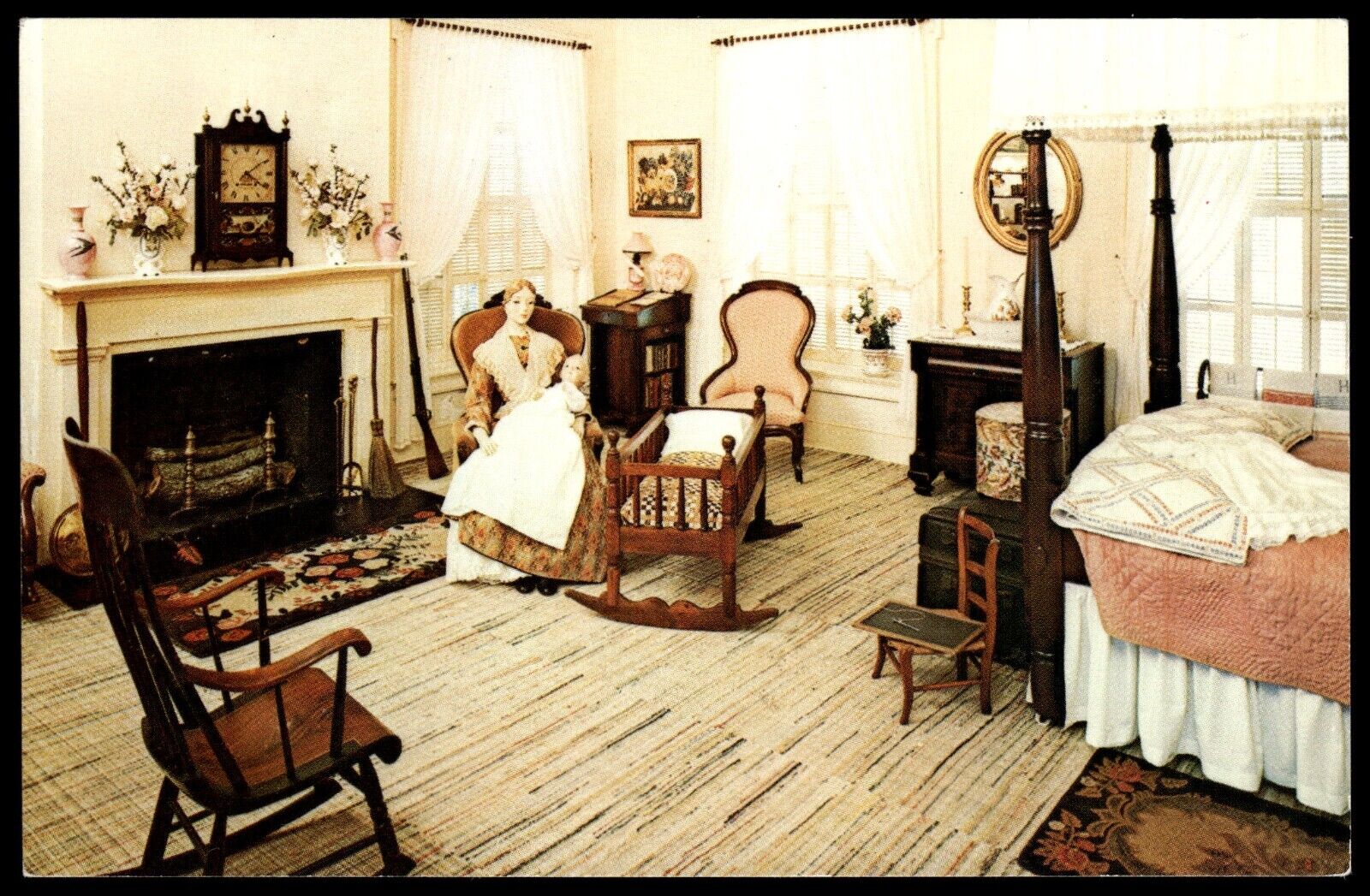Postcard Chrome Varner-Hogg State Historical Park Bedroom West Columbia Texas