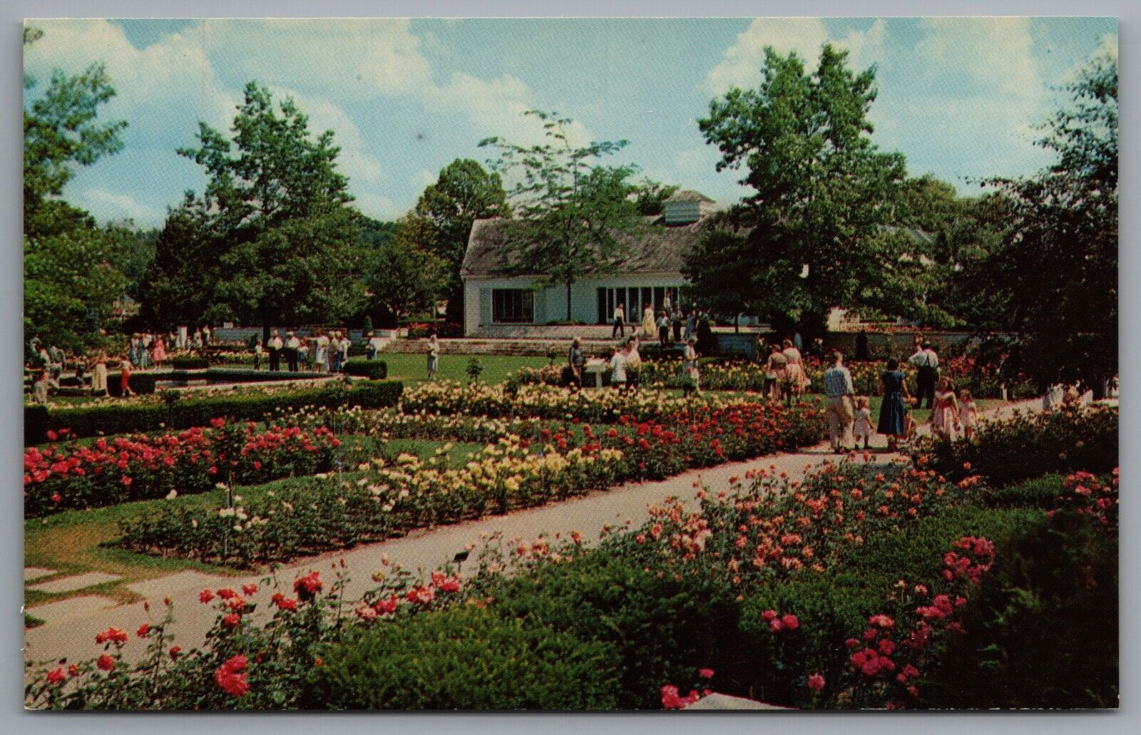 Newark New York Jackson & Perkins Rose Gardens Garden House c1960 Postcard