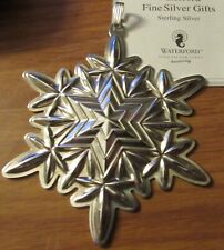 2004 LISMORE WATERFORD FINE SILVER SNOWFLAKE ORNAMENT W/ PROTECTIVE BAG & BOX picture