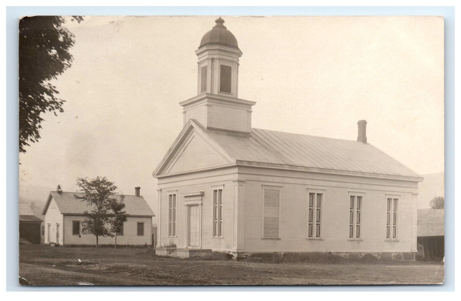 Postcard Old Church in Vermont VT, posted in Starksboro 1910 RPPC H4