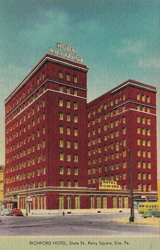 Postcard Richford Hotel Erie PA 