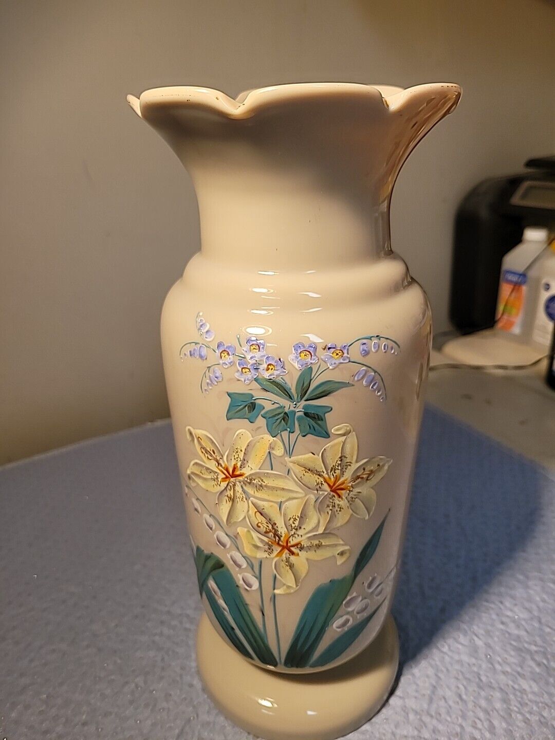Oriental Floral Vase, Possible BRISTOL, Pink Under Direct Light