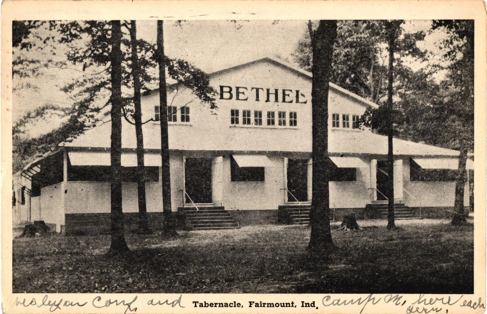 Bethel Tabernacle Camp Fairmount IN Postcard 1941
