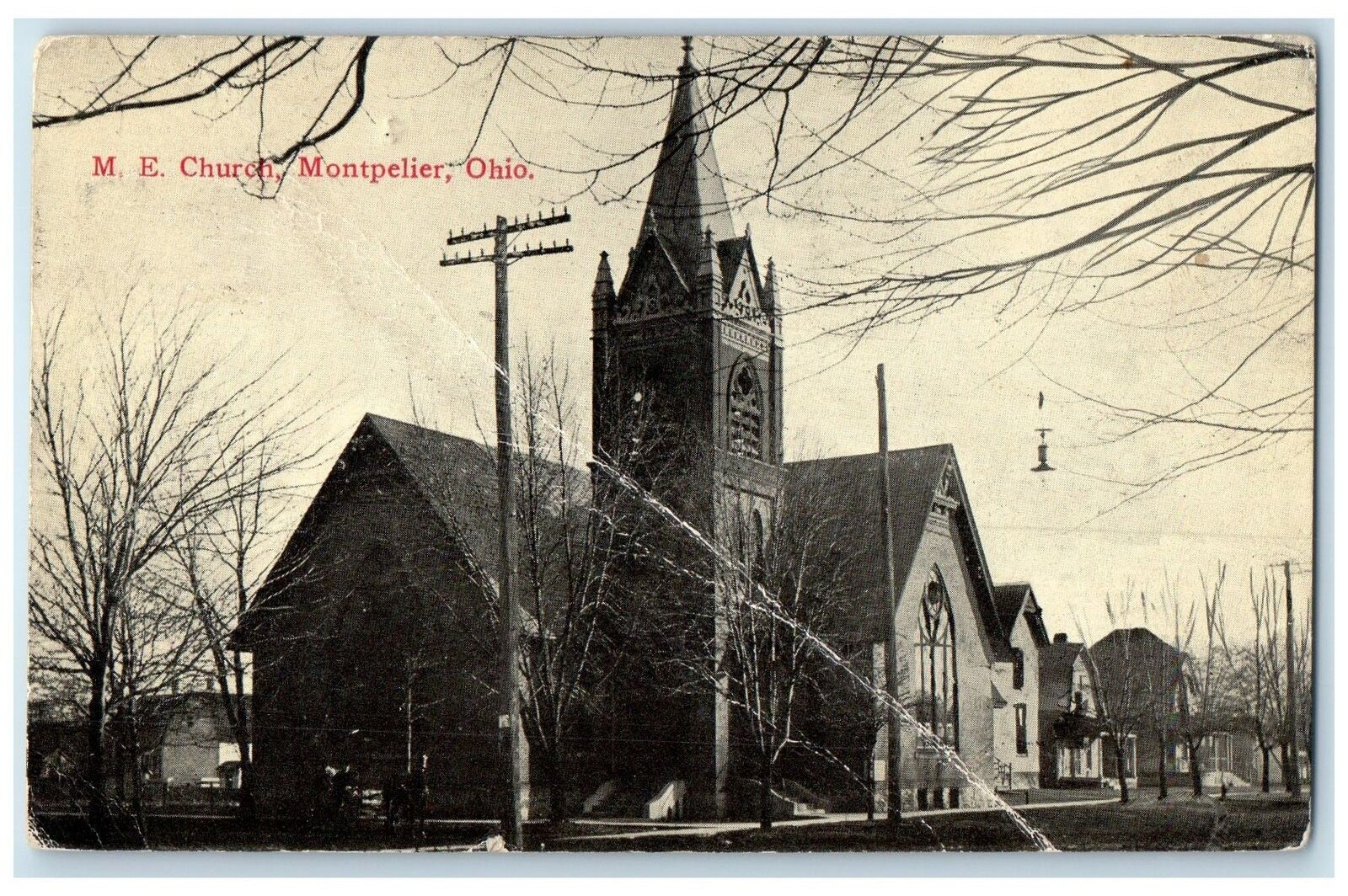 Montpelier Ohio OH RPPC Photo Postcard Methodist Episcopal Church Exterior 1912