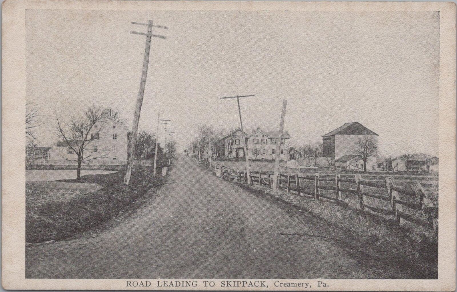Postcard Road Leading to Skippack Creamery PA