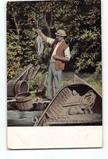 Old 1908 Postcard Where the Fishing is Good Lake Morey Fairlee Vermont picture