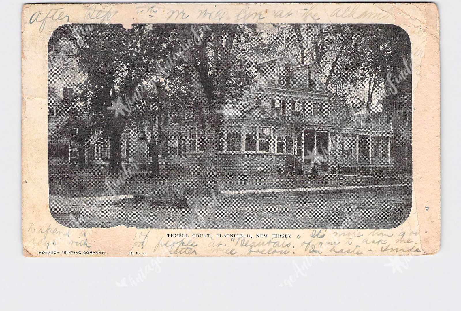 PPC Postcard NJ New Jersey Plainfield Truell Court Exterior Street View Undivide