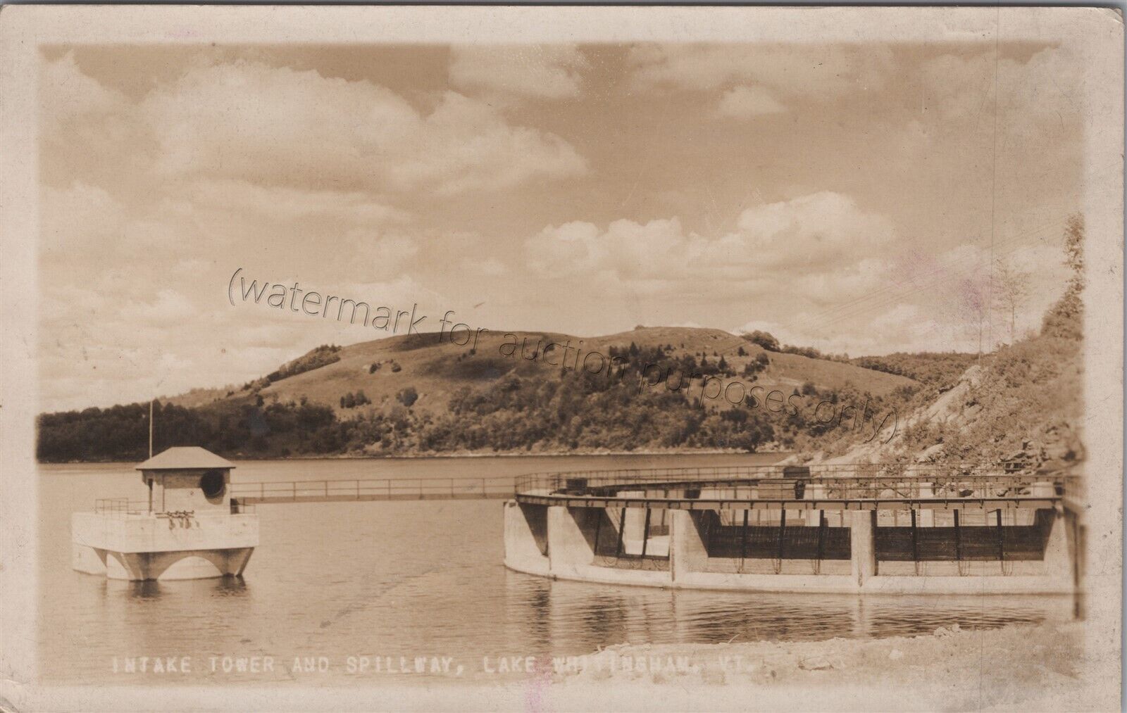 Whitingham, VT: 1928 Spillway RPPC - Vtg Windham Co, Vermont Real Photo Postcard