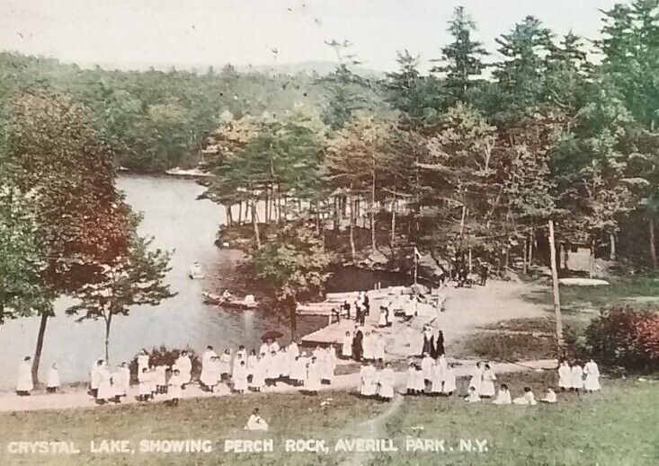 AVERILL PARK NY Crystal Lake Perch Rock 1907 D/B PC Mailed To Insane Asylum