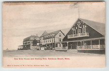 Postcard RPPC Sea Side House and Roller Skating Rink in Salisbury Beach, MA. picture