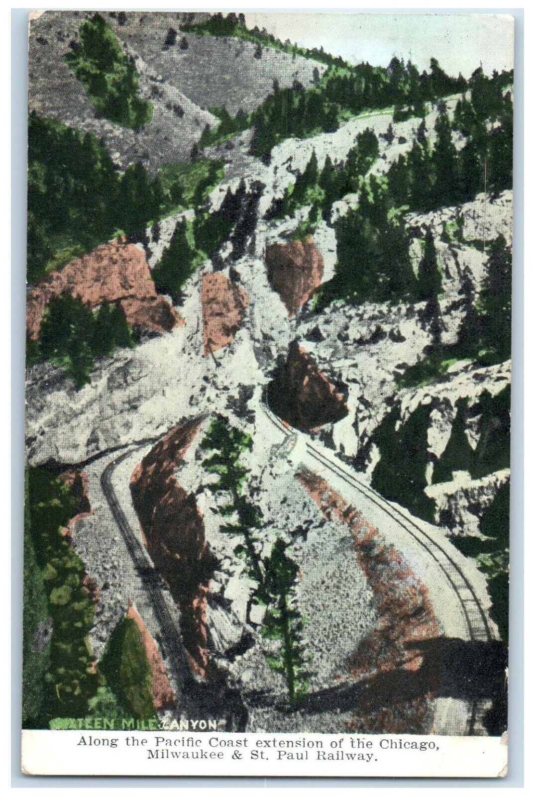 1910 Aerial View Along Pacific Coast Chicago Milwaukee Ryegate Montana Postcard
