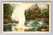 Ft. Benning GA-Georgia, Tank Crossing Stream, Artillery Fire, Vintage Postcard picture