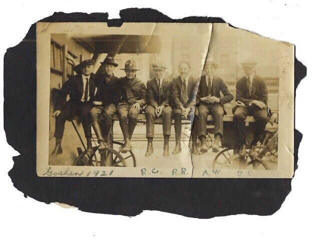 c1921 Group Of Young Men Boys Scouts Jewish Suits AND BICYCLE Goshen NY Photo