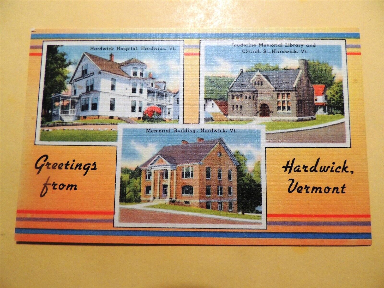 Greetings from Hardwick Vermont vintage linen postcard multiple views