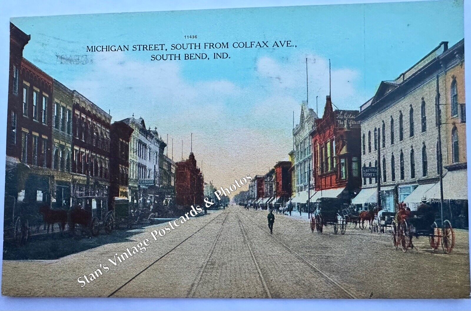 South Bend, Indiana Michigan Street Colfax Ave 1908 Postcard 