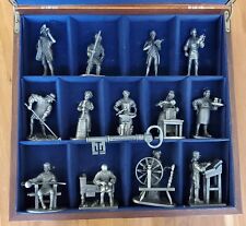 Franklin Mint Colonial People of America Pewter With Wood Case +Key, 14 Figures  picture