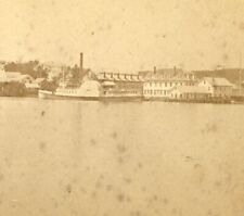 Dover NH: Steamboat & Town Buildings 1870s ET Brigham, New Hampshire stereo x97 picture