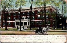 Waterville Maine~Colby College~Foss Hall~White Horse Drawn Carriage~1906 PC picture