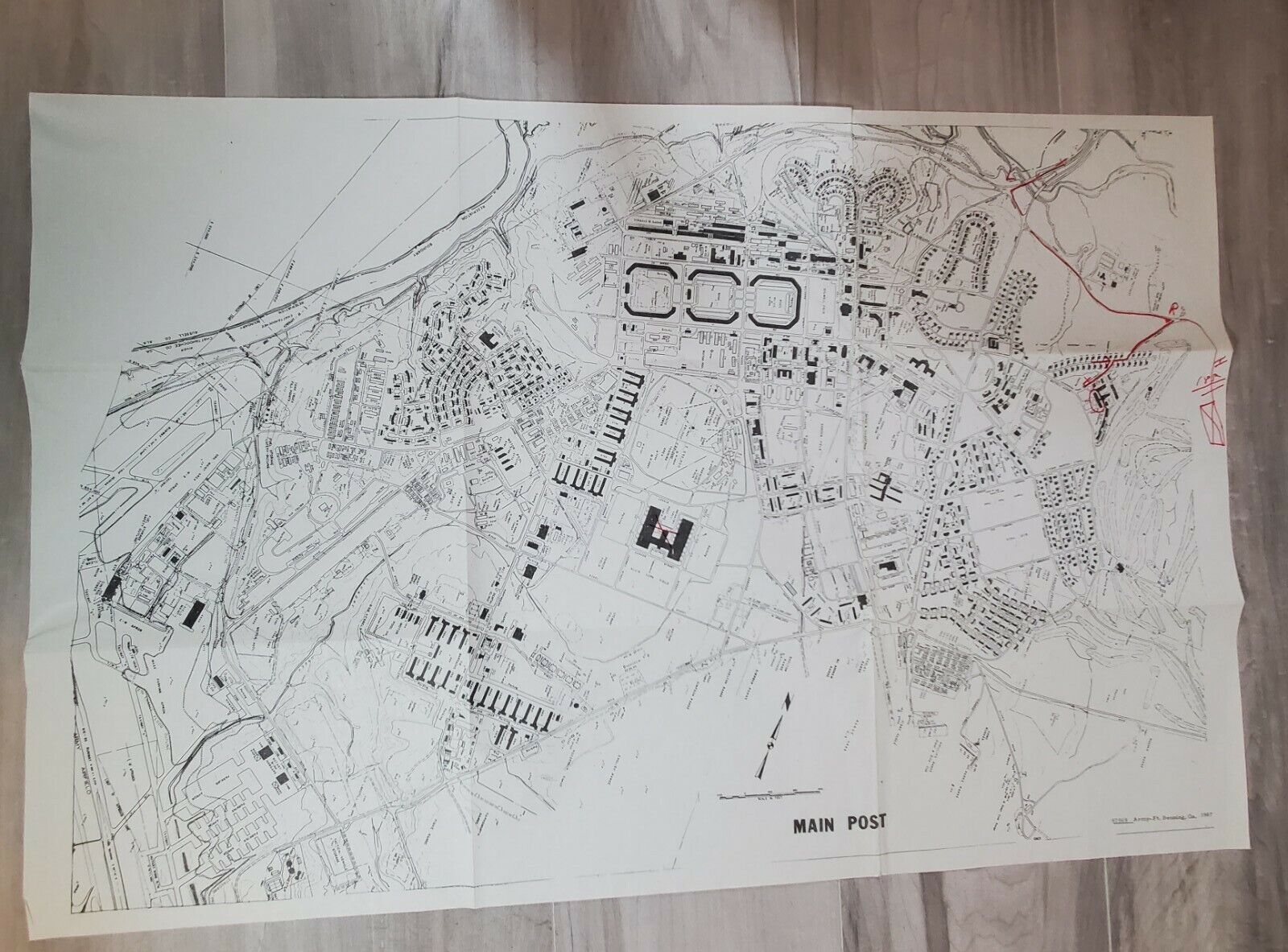 Fort Benning Army Main Post 1987 Map Military Base Buildings Airstrip Housing 