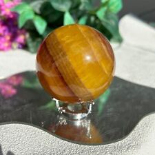 Natural Orange Banded Fluorite Ball Quartz Crystal Sphere Yellow Fluorite Decor picture