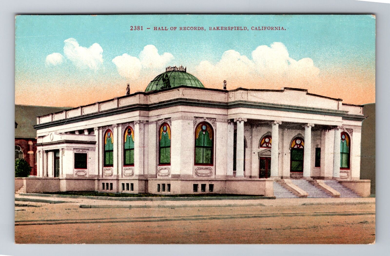 Bakersfield CA-California, Hall Of Records Building, Antique Vintage Postcard