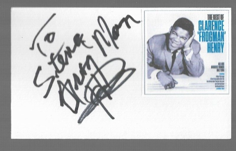 (1) Clarence Frogman Henry Signed Autographed AUTO 3x5 Index Card R&B Musician